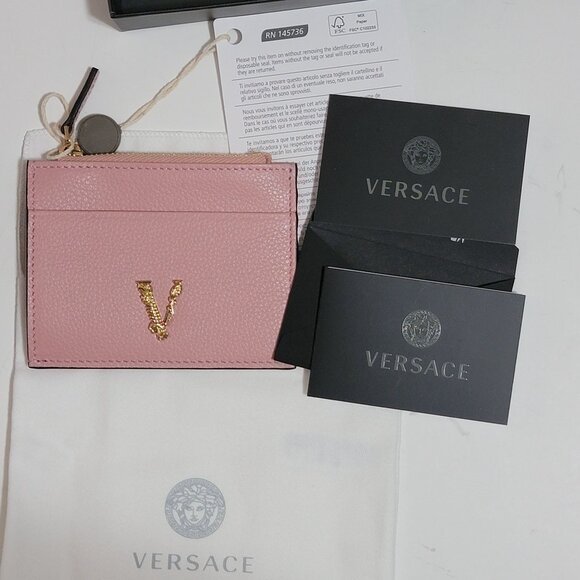 Versace Coin Wallet Card Holder Soft Light Pink Luxury Designer - Picture 4 of 7